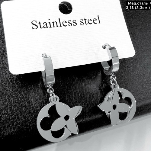 Сережки мед.сталь 10703 (3,3см.)